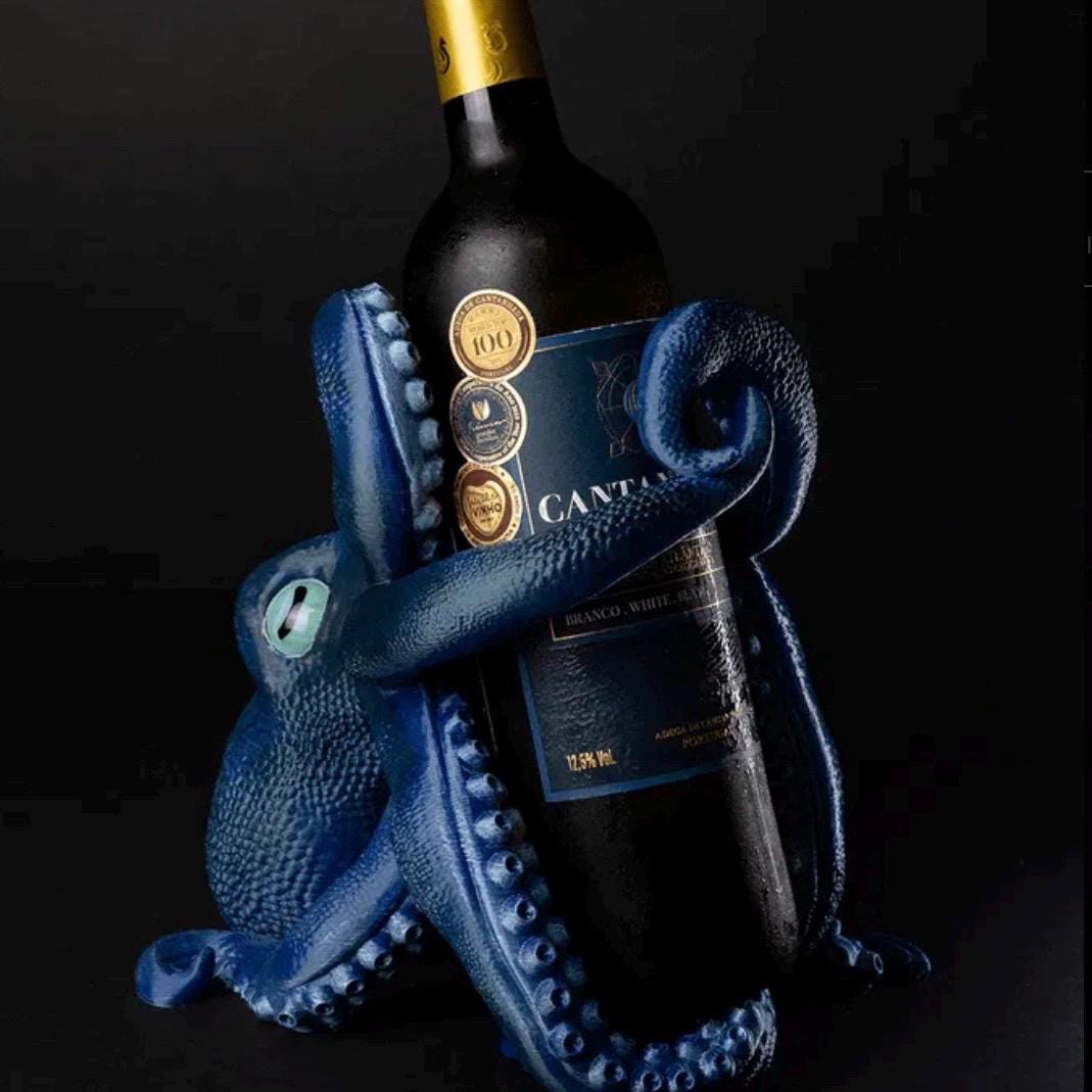 Octopus Wine Bottle Holder – Unique Nautical Home Décor, Fits 3” Diameter Bottles