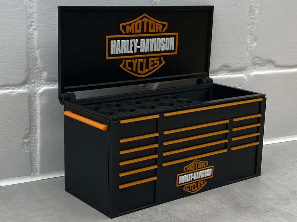 Harley-Davidson black orange motorcycle mini toolbox