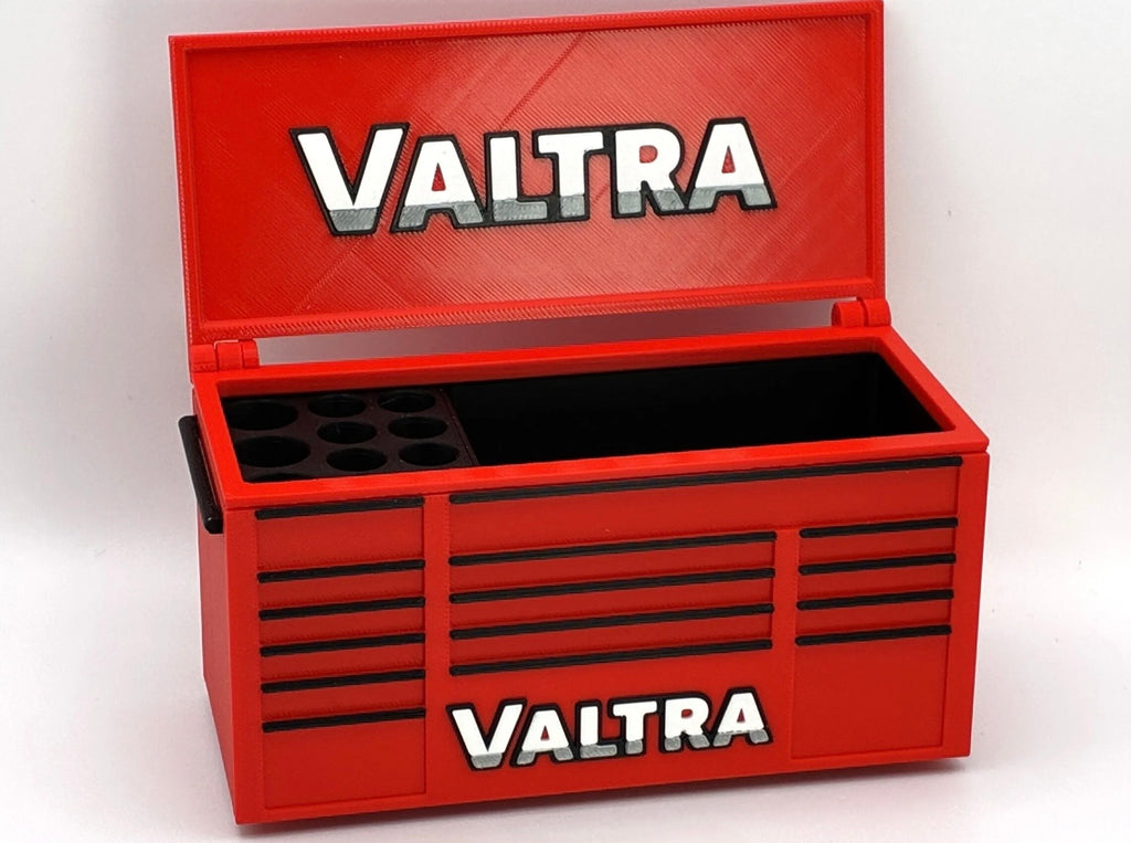 Valtra desktop mini toolbox pen holder with hinged lid and decorative drawers