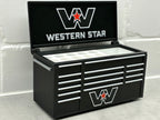 Western Star desktop mini toolbox pen holder with hinged lid and decorative drawers