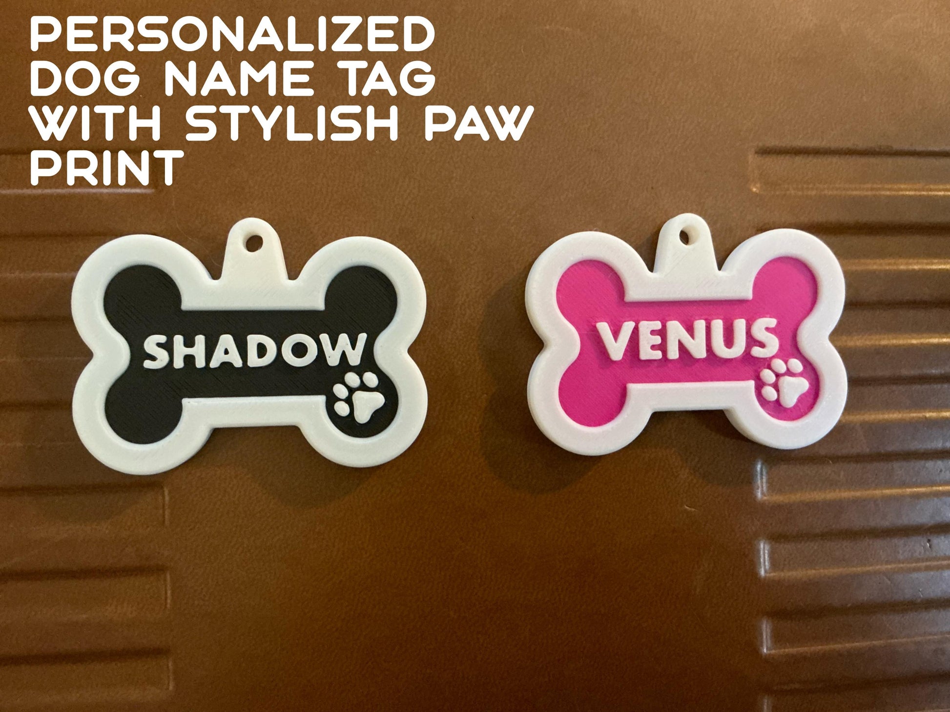 Personalized Dog Name Tag with Paw Print and Optional Phone Number