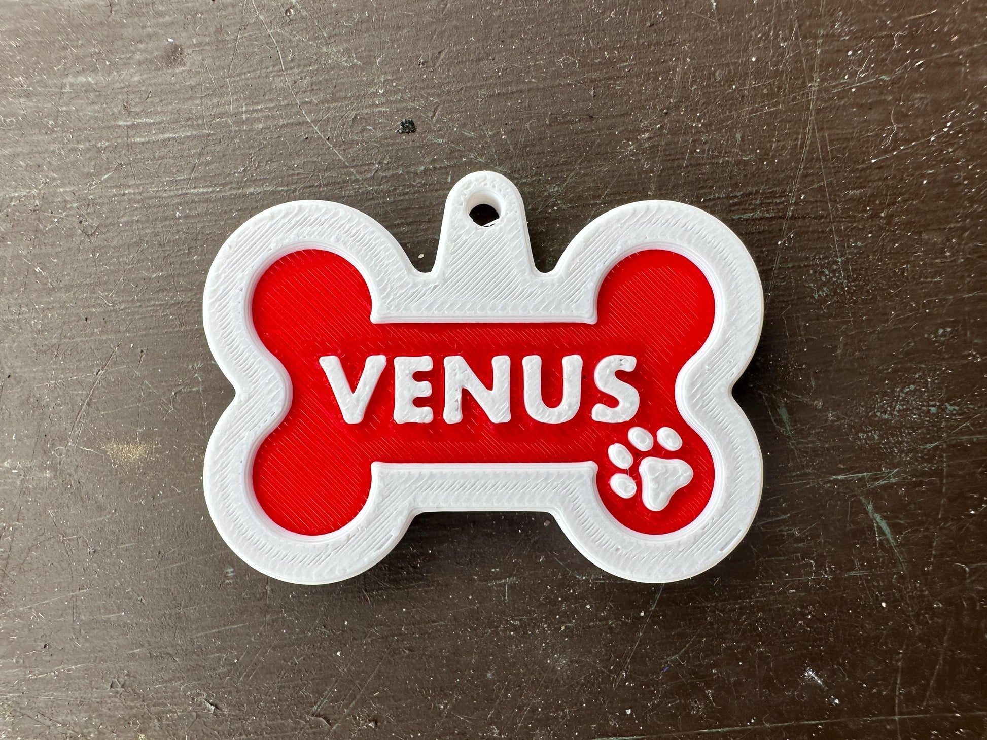 Personalized Dog Name Tag with Paw Print and Optional Phone Number