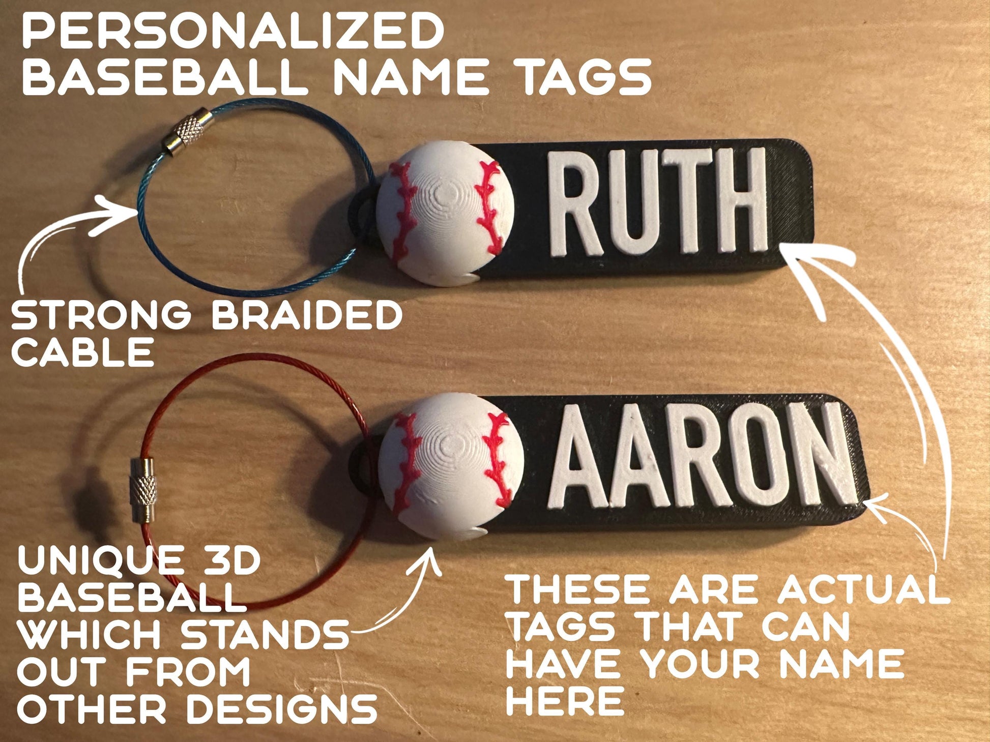 Personalized Baseball Keychain, Backpack Tags, Keychain, Sports Tags, Kid’s Name Tags,  Name Tag Keychains, Charms