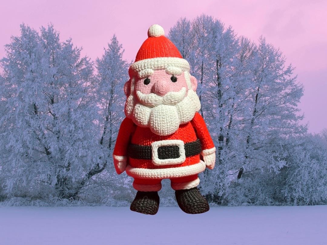 Articulated Santa: Crochet-Style 3D Printed Holiday Decor, The Jolliest Jointed Christmas Decoration