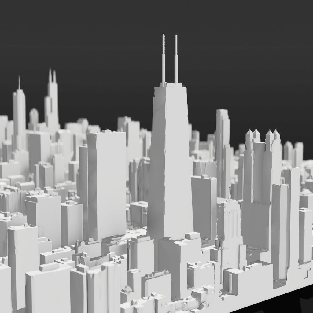 Chicago Miniature Cityscape | 3D Printed Architectural Model of Chicago | Sculpted Studios Art