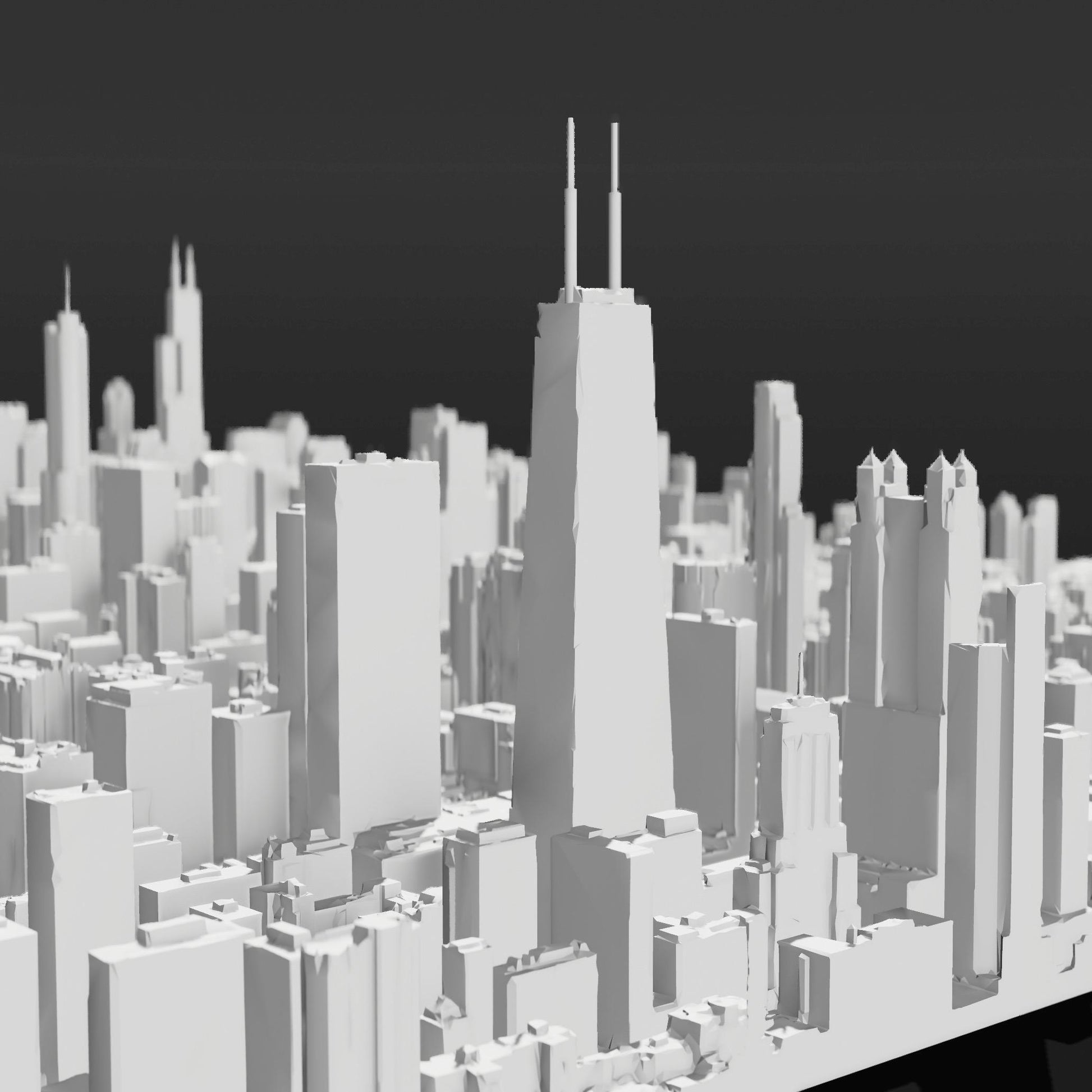 Chicago Miniature Cityscape | 3D Printed Architectural Model of Chicago | Sculpted Studios Art
