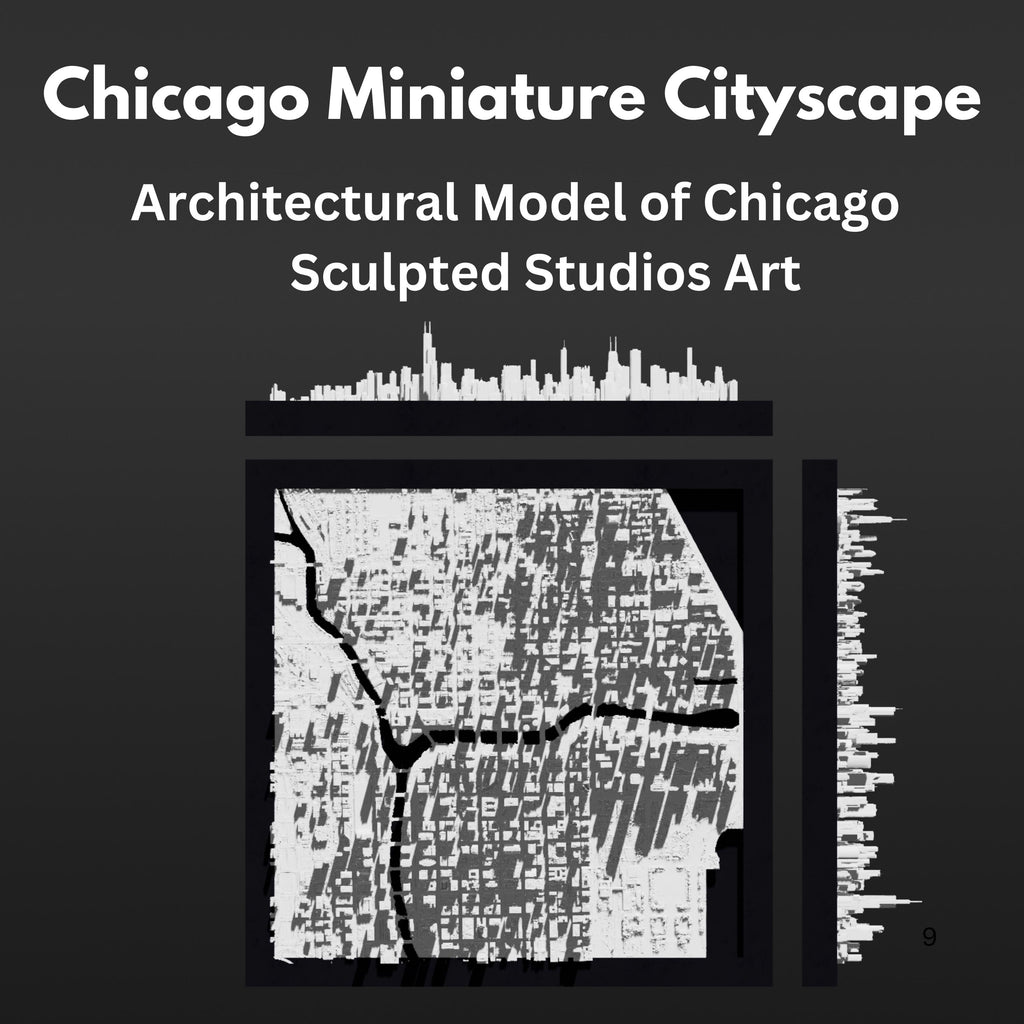 Chicago Miniature Cityscape | 3D Printed Architectural Model of Chicago | Sculpted Studios Art