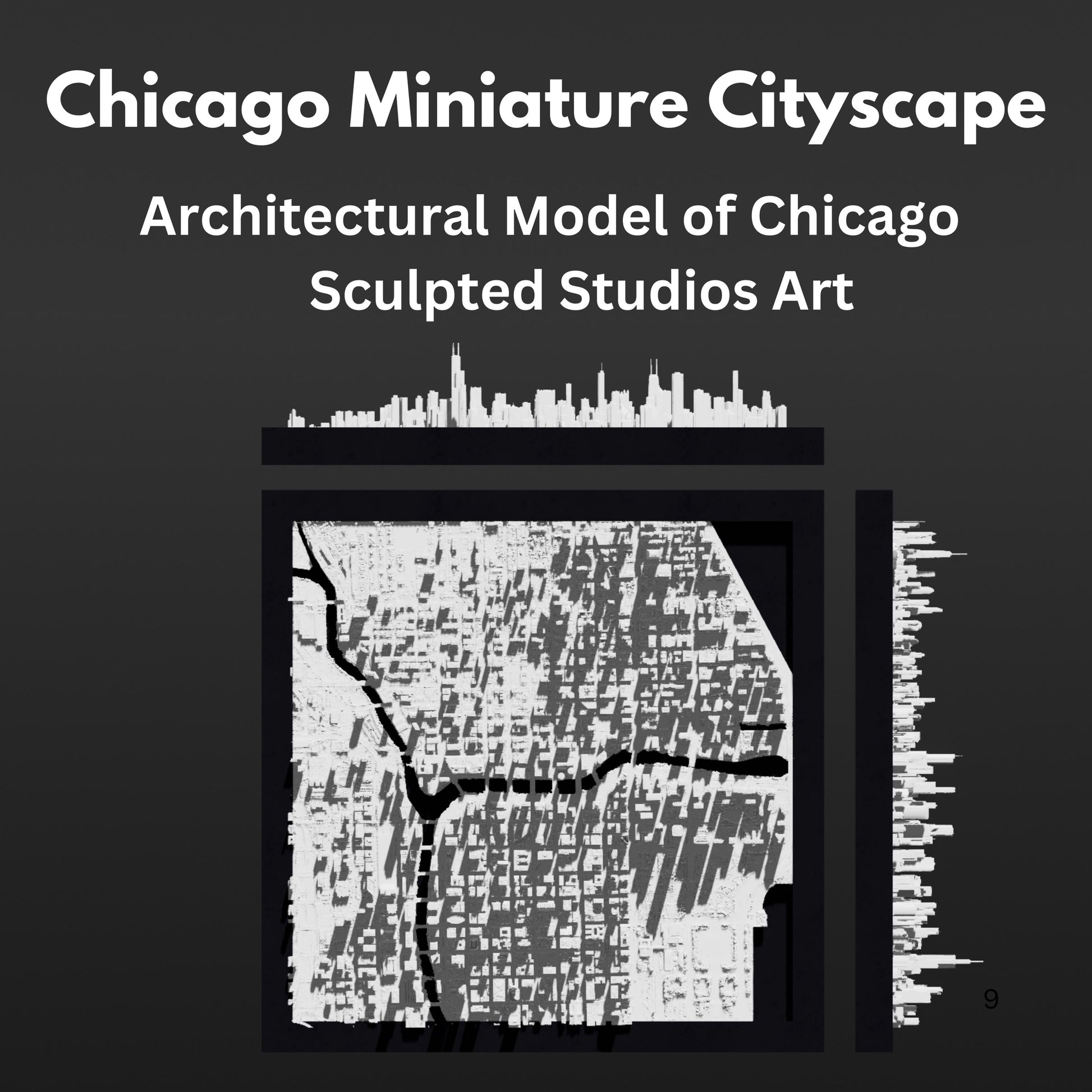 Chicago Miniature Cityscape | 3D Printed Architectural Model of Chicago | Sculpted Studios Art