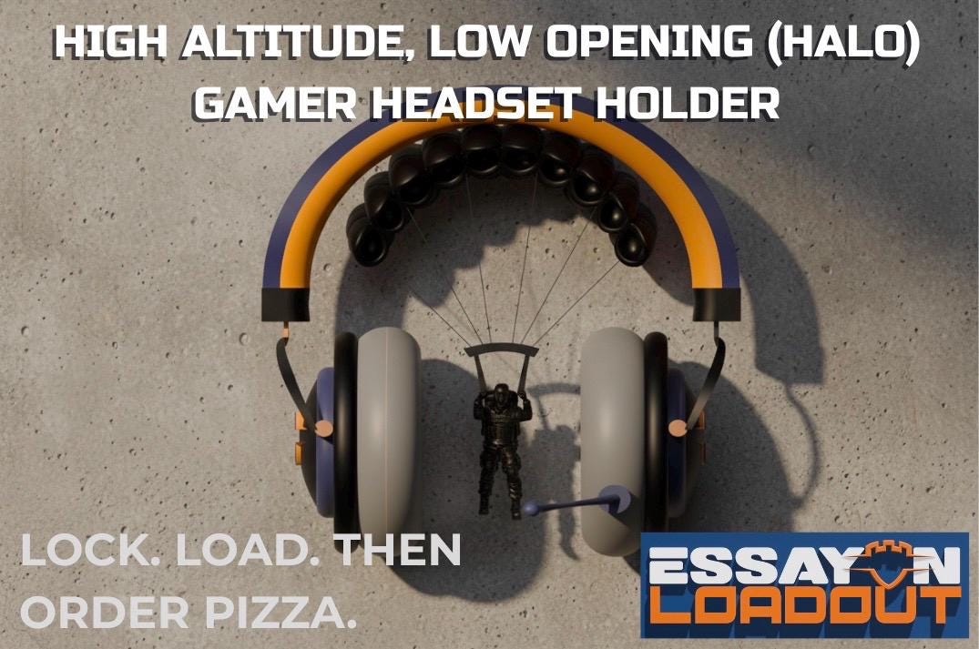 High Altitude Low Opening  (HALO) Gamer Headset Holder Paratrooper Edition